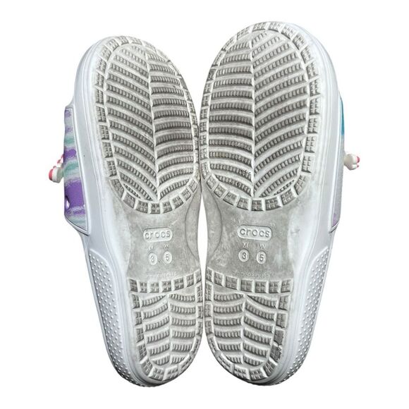 Crocs | Classic Tie Dye Multi Color Graphic Slides M 3 W 5 - Picture 9 of 10